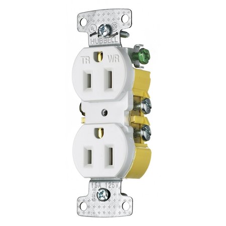 HUBBELL WIRING DEVICE-KELLEMS TradeSelect, Straight Blade Devices, Residential Grade, Receptacles, Weather and Tamper Resistant Duplex, 15A 125V, 5-15R RR15SWWRTR